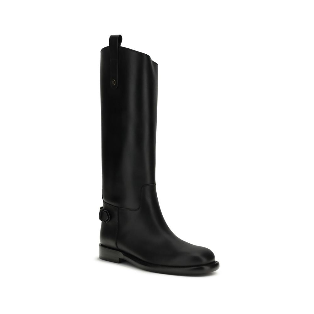 Burberry Black Calf Leather Bos Taurus Boots