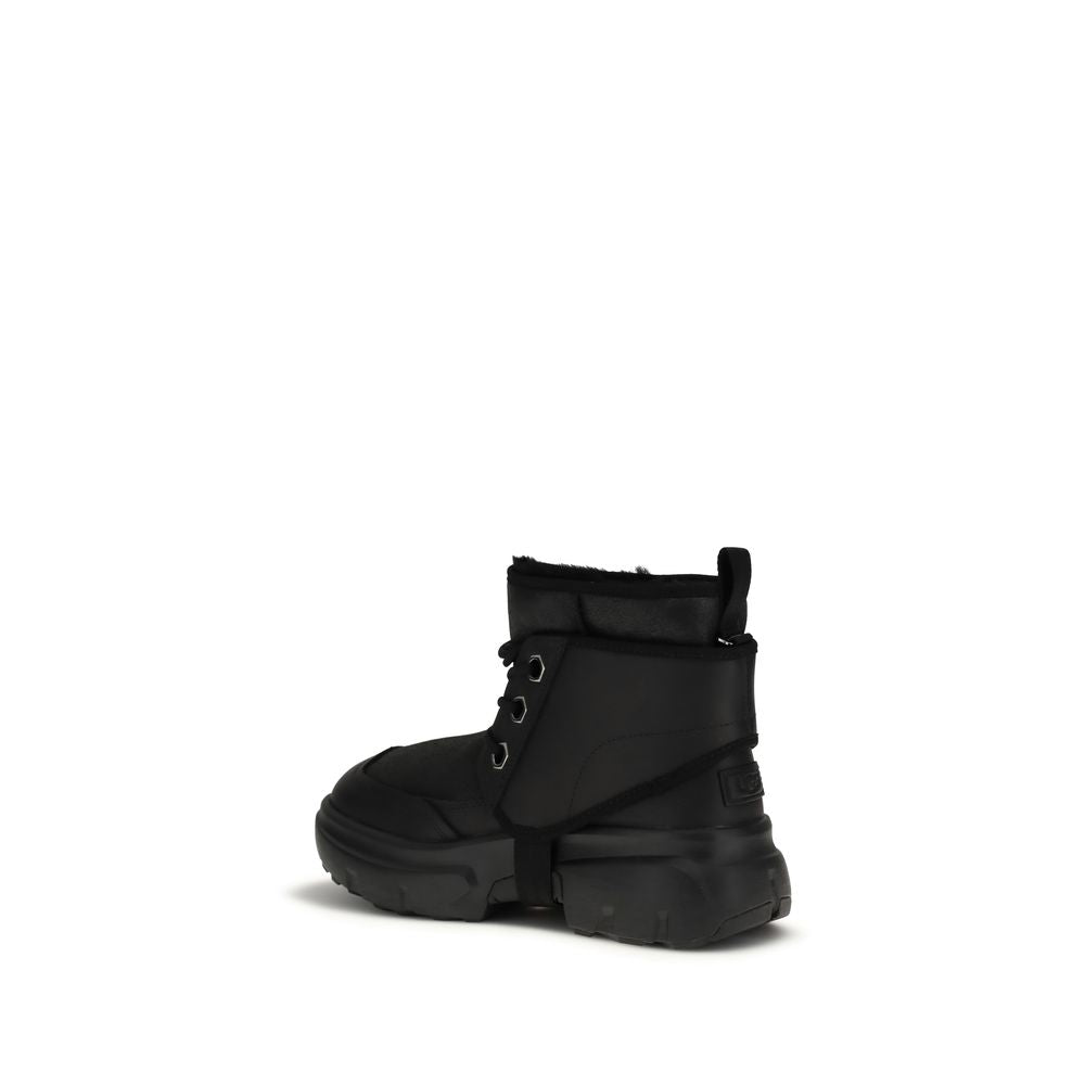 UGG Black Leather Lace-Up Boots
