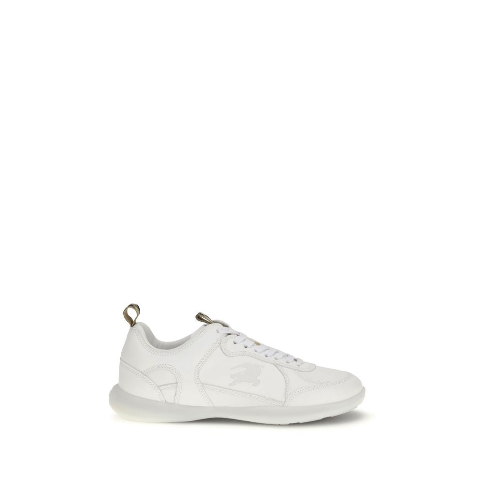 Burberry White Calf Leather Bos Taurus Athletic Sneakers